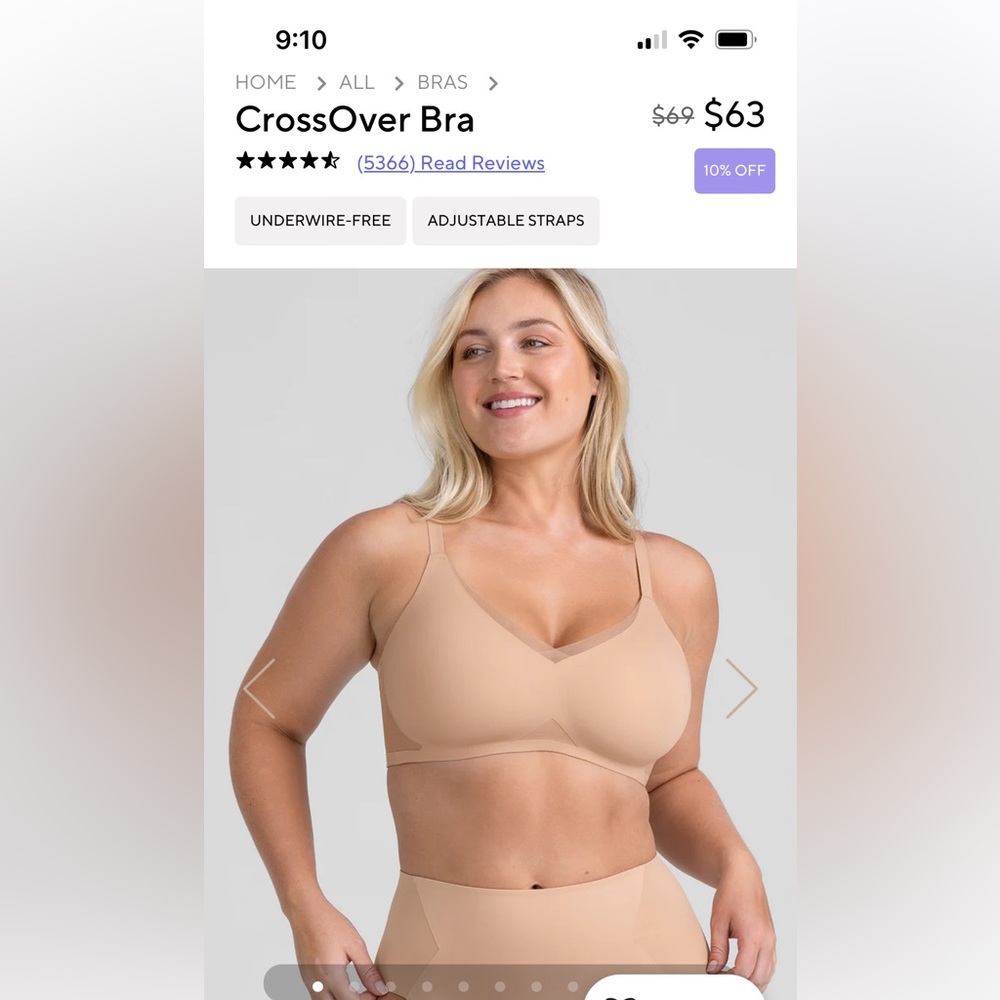 HoneyLove crossover nude bra.  Size medium, perfect condition.  No tags.